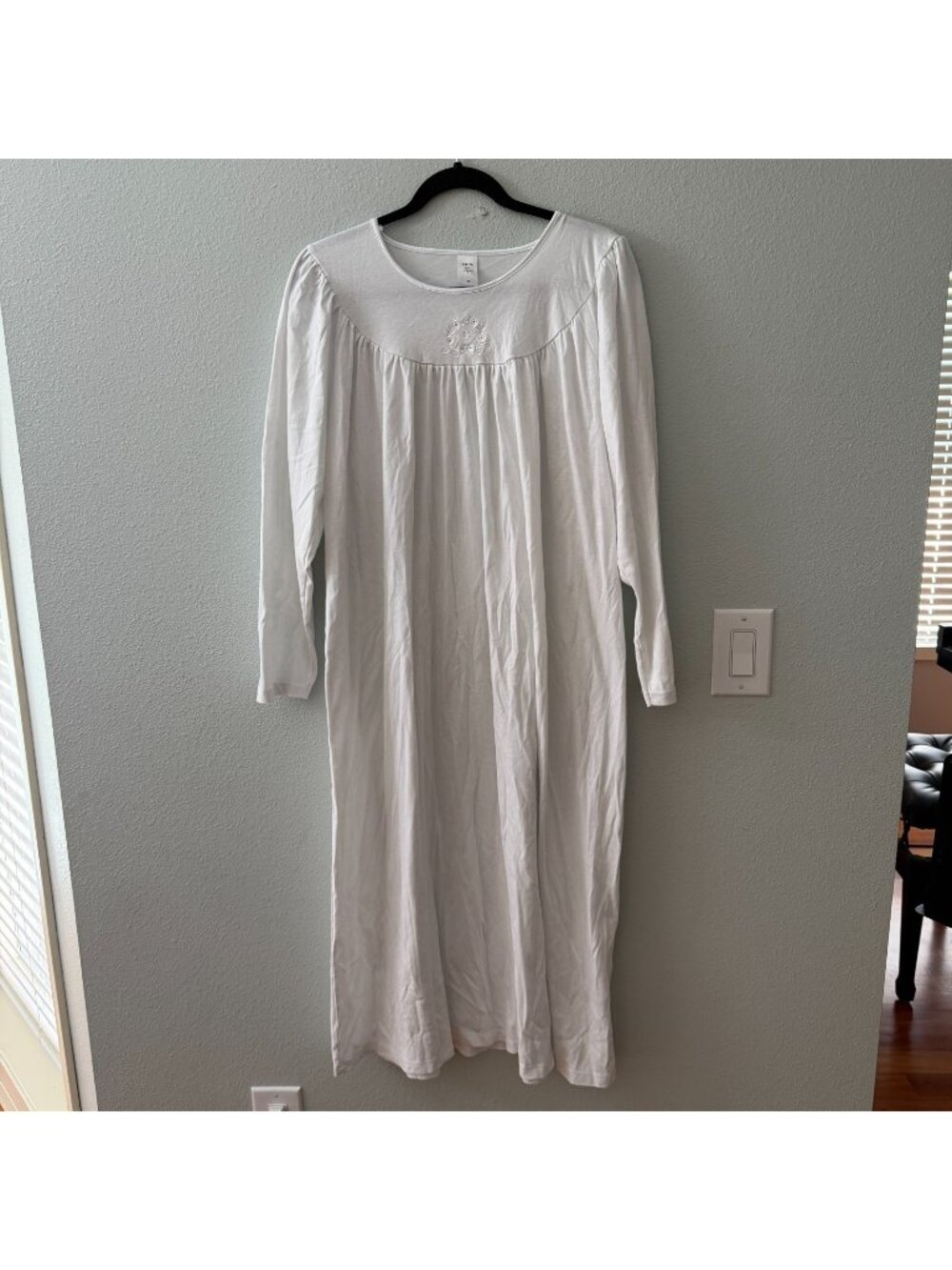Calida Switzerland White Cotton Long Sleeve Nightgown Womens Medium Tradwife